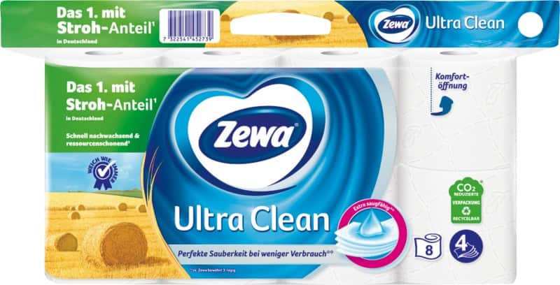 Zewa Ultra Clean Toilettenpapier 4-lagig 8 x 135 Blatt