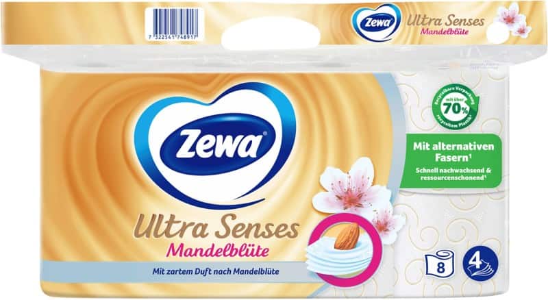 Zewa Ultra Senses Toilettenpapier 4-lagig 8 x 135 Blatt