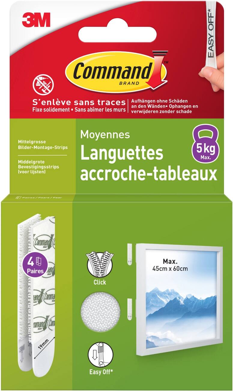 Command Poster Strips 17204WHI Weiß 14 mm (B) x 0,044 m (L) Kunststoff, Schaumstoff 4 Stück
