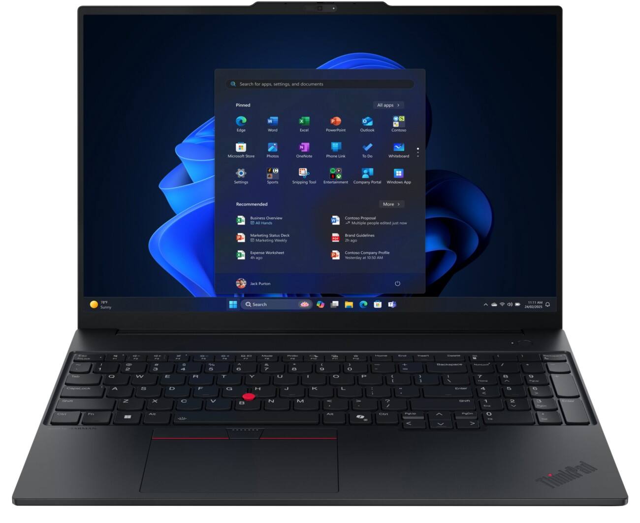 Lenovo ThinkPad E16 Gen3 16 Zoll Laptop AMD Ryzen 7 250 16 GB 512 GB SSD-Festplatte Windows 11 Pro Schwarz