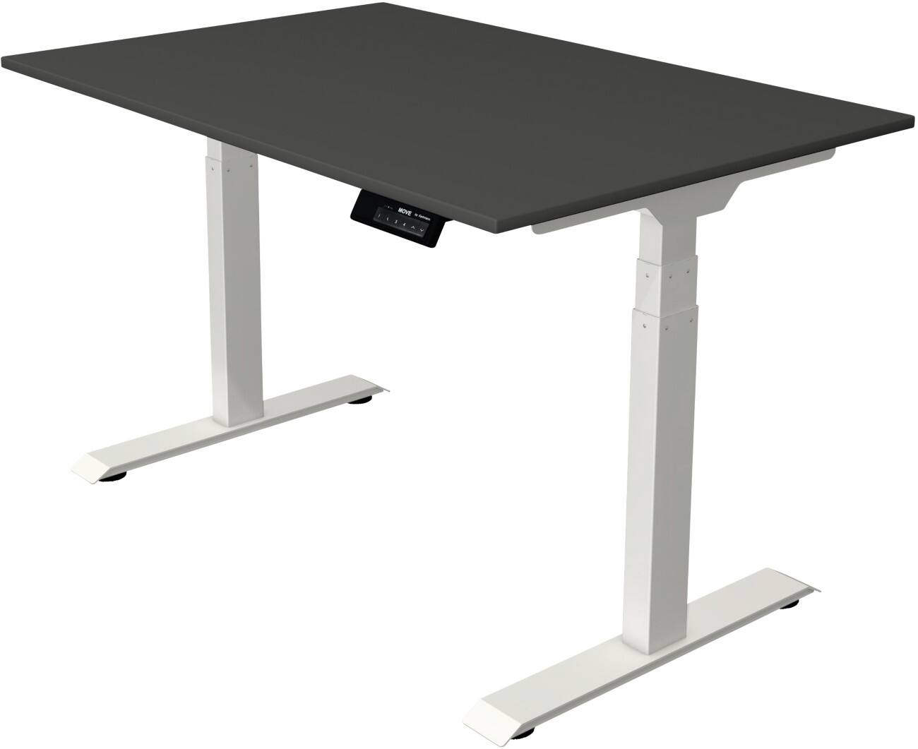 Kerkmann Move 1 Stable Elektrisch Höhenverstellbar Sitz-Stehschreibtisch Rechteckig Anthrazit T-Fuß 1.200 (B) x 800 (T) x 1.270 (H) mm Melamin, Spanplatte, Stahl