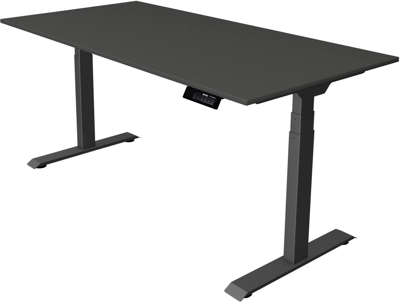 Kerkmann Move 1 Stable Elektrisch Höhenverstellbar Sitz-Stehschreibtisch Rechteckig Anthrazit T-Fuß 1.600 (B) x 800 (T) x 1.270 (H) mm Melamin, Spanplatte, Stahl