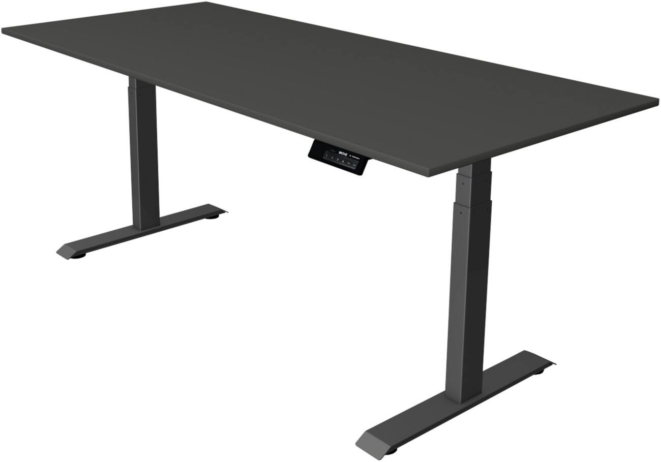 Kerkmann Move 1 Stable Elektrisch Höhenverstellbar Sitz-Stehschreibtisch Rechteckig Anthrazit T-Fuß 1.800 (B) x 800 (T) x 1.270 (H) mm Melamin, Spanplatte, Stahl