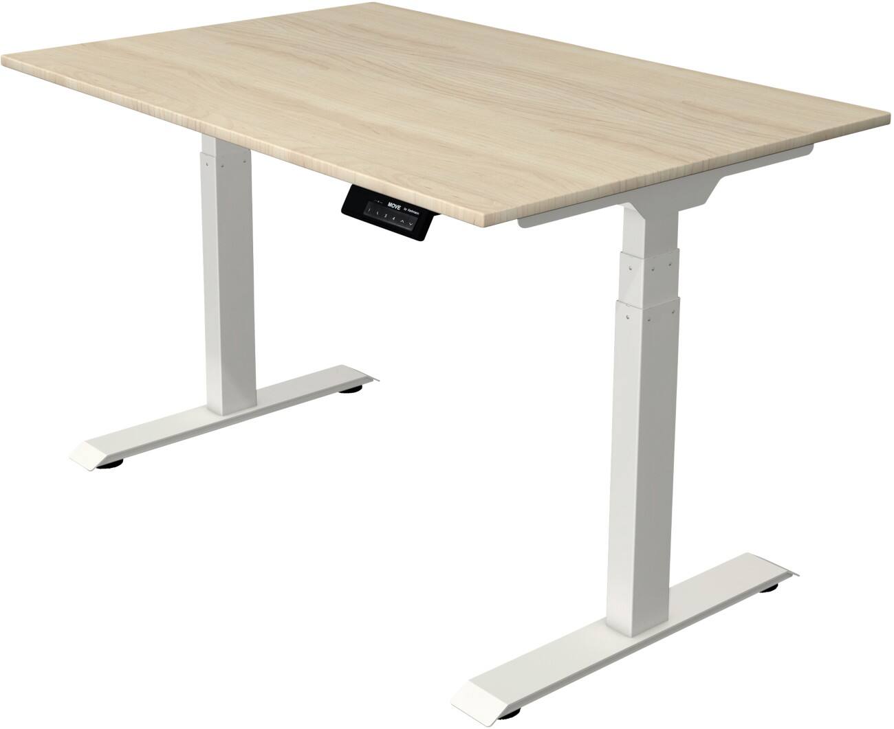 Kerkmann Elektronisch Höhenverstellbar Sitz-Stehschreibtisch Rechteckig T-Fuß 1,200 (B) x 800 (T) x 1,270 (H) mm Spanplatte Melamin Stahl