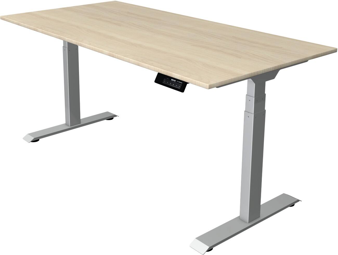 Kerkmann Elektronisch Höhenverstellbar Sitz-Stehschreibtisch Rechteckig T-Fuß 1,600 (B) x 800 (T) x 1,270 (H) mm Spanplatte Melamin Stahl