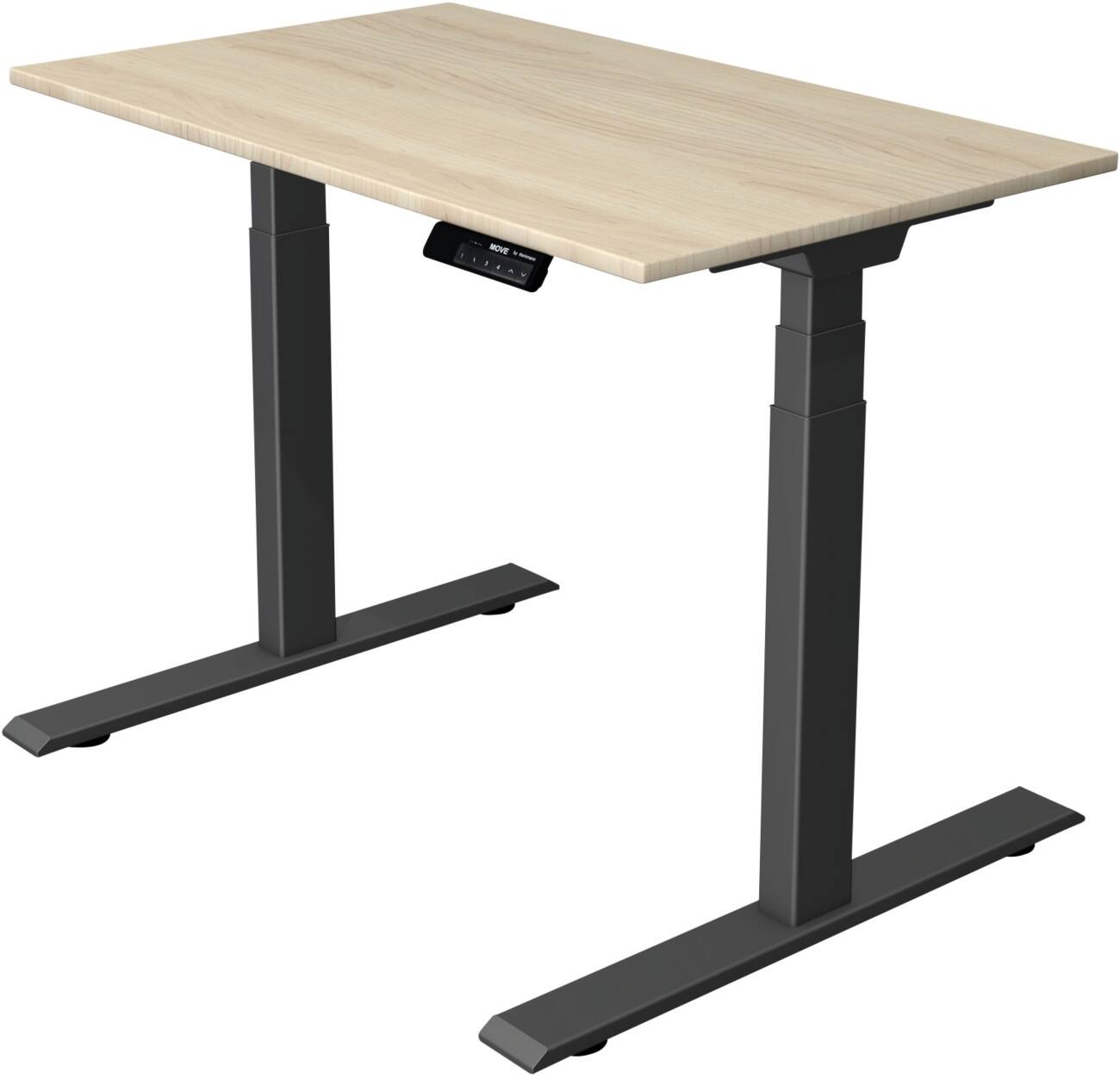 Kerkmann Elektronisch Höhenverstellbar Sitz-Stehschreibtisch Rechteckig T-Fuß 1,000 (B) x 600 (T) x 1,270 (H) mm Spanplatte Melamin Stahl