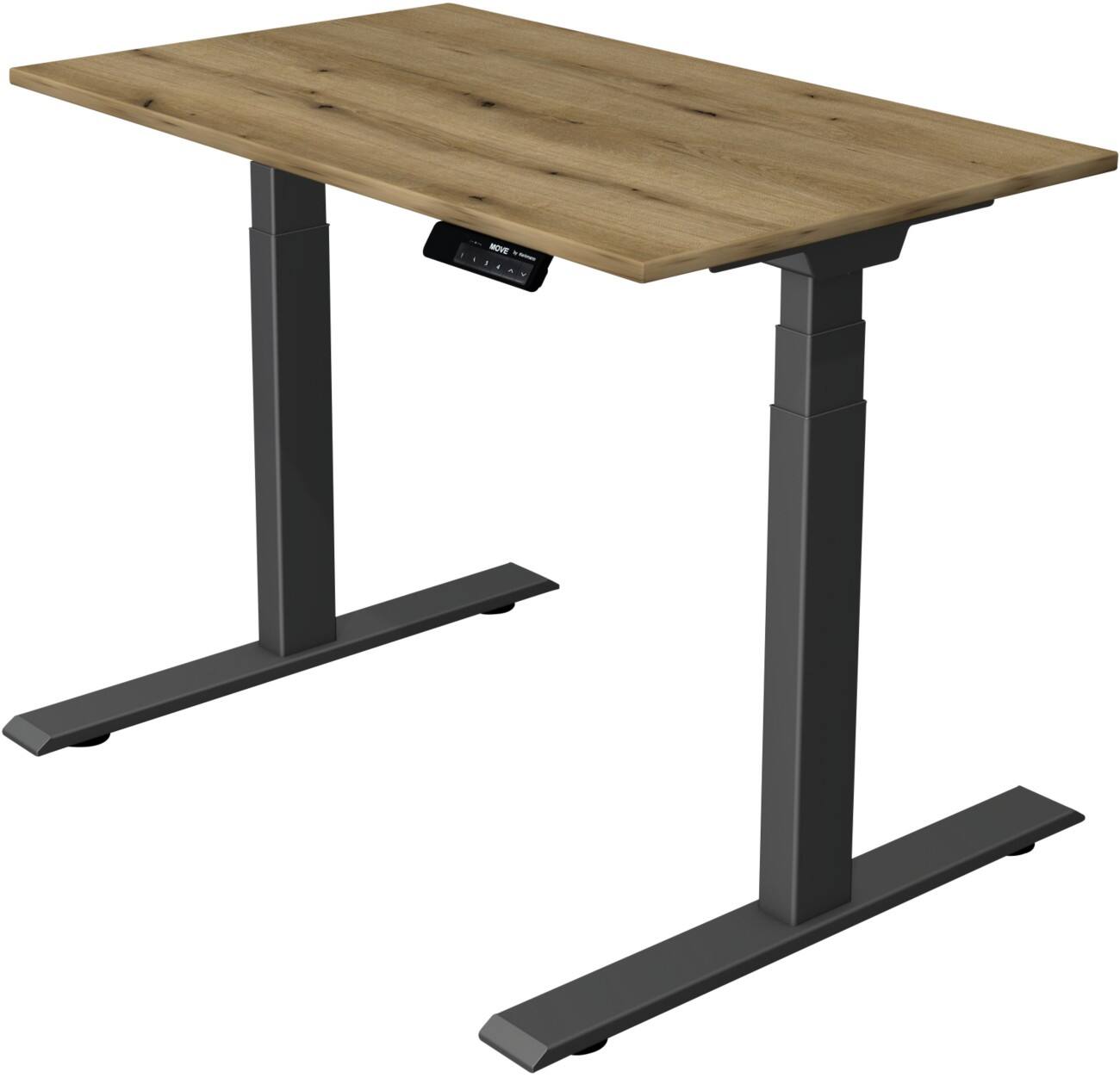 Kerkmann Elektronisch Höhenverstellbar Sitz-Stehschreibtisch Rechteckig T-Fuß 1,000 (B) x 600 (T) x 1,270 (H) mm Spanplatte Melamin Stahl