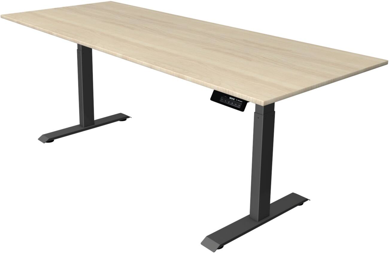 Kerkmann Elektronisch Höhenverstellbar Sitz-Stehschreibtisch Rechteckig T-Fuß 2,000 (B) x 800 (T) x 1,270 (H) mm Spanplatte Melamin Stahl