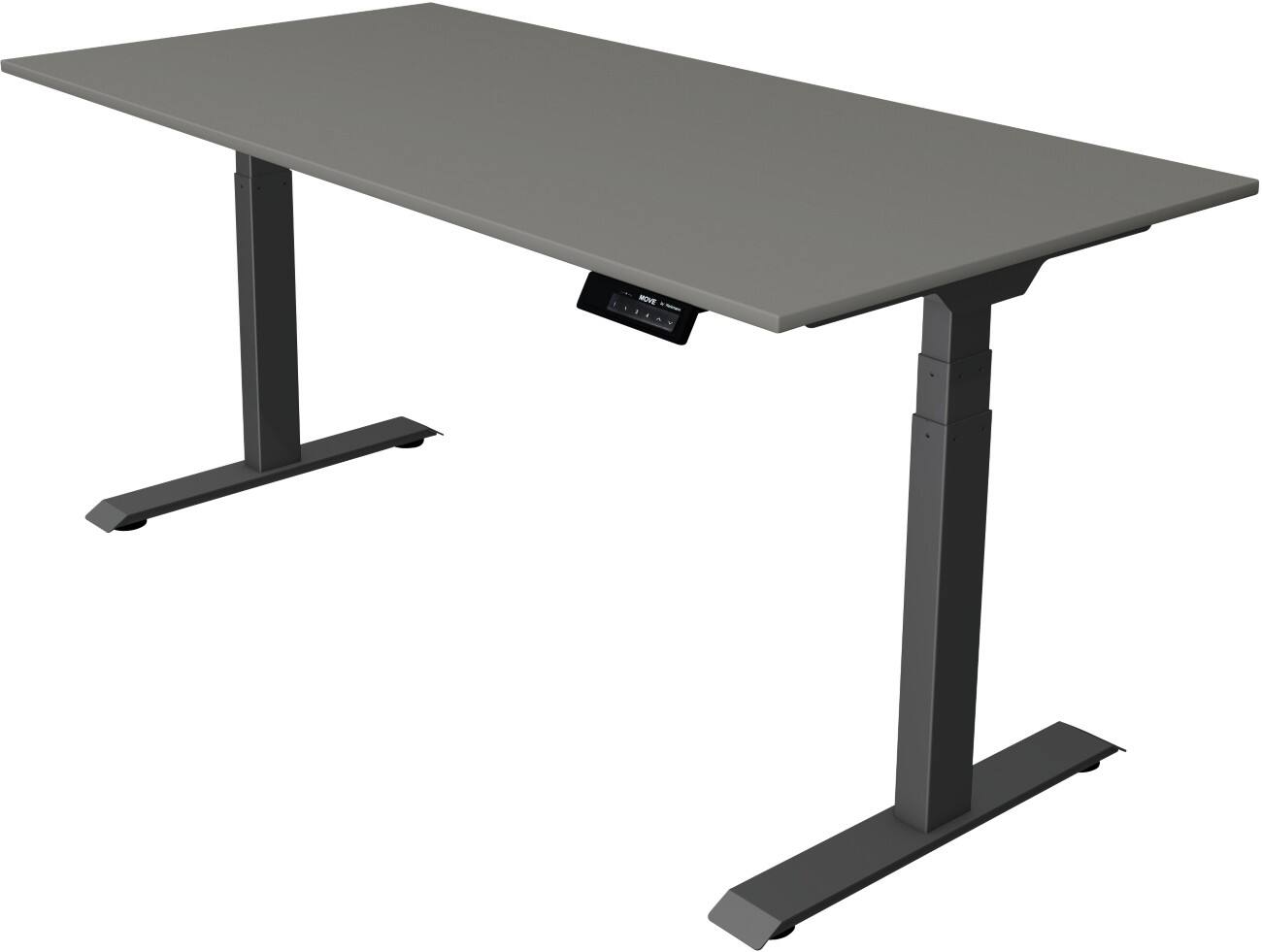 Kerkmann Elektronisch Höhenverstellbar Sitz-Stehschreibtisch Rechteckig T-Fuß 1,600 (B) x 800 (T) x 1,270 (H) mm Spanplatte Melamin Stahl
