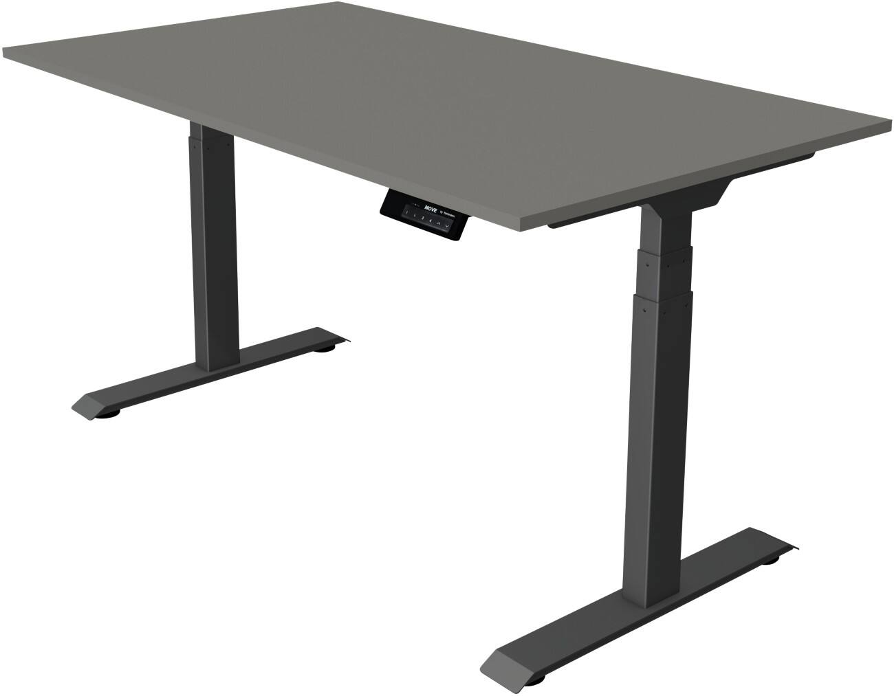 Kerkmann Elektronisch Höhenverstellbar Sitz-Stehschreibtisch Rechteckig T-Fuß 1,400 (B) x 800 (T) x 1,270 (H) mm Spanplatte Melamin Stahl