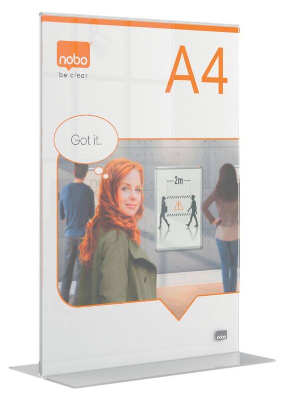 Nobo Premium Plus Tischaufsteller DIN A4 T-Form 21,5 (B) x 9 (T) x 32 (H) cm Transparent