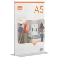 Nobo Premium Plus Tischaufsteller DIN A5 T-Form 15,5 (B) x 9 (T) x 22 (H) cm Transparent