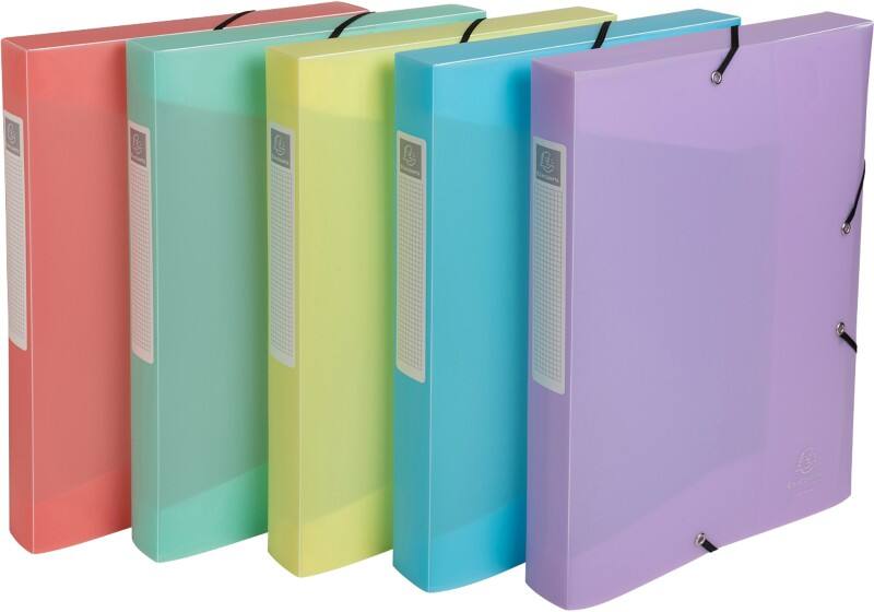 Exacompta Chromaline Pastel Archivbox 59270E DIN A4 PP (Polypropylen) Gummiband 25 (B) x 4 (T) x 33 (H) cm Farbig sortiert 4,0 cm 8 Stück