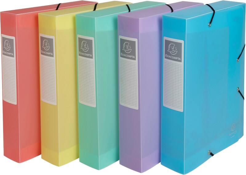 Exacompta Chromaline Pastel Archivbox 59370E DIN A4 PP (Polypropylen) Gummiband 25 (B) x 6 (T) x 33 (H) cm Farbig sortiert 6,0 cm 8 Stück