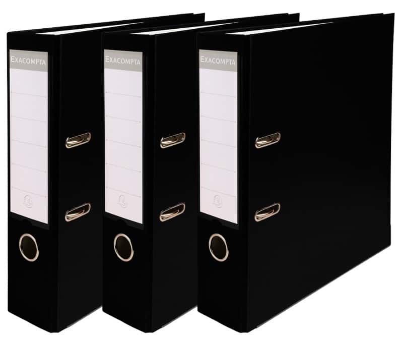 Exacompta Breit Ordner DIN A4 75 mm Schwarz 2 Ringe 918401SE Kunststoff  12 Stück