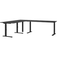 GERMANIA GW-Mailand Höhenverstellbar Eckschreibtisch Graphit C-Fuß 2.400 (B) x 2.000 (T) x 910 (H) mm Metall, Spanplatte