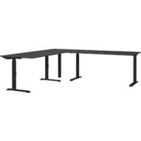 GERMANIA GW-Mailand Höhenverstellbar Eckschreibtisch Graphit C-Fuß 2.400 (B) x 2.200 (T) x 910 (H) mm Metall, Spanplatte