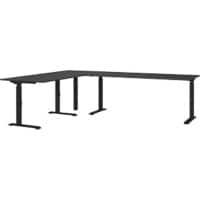 GERMANIA GW-Mailand Höhenverstellbar Eckschreibtisch Graphit C-Fuß 2.600 (B) x 2.000 (T) x 910 (H) mm Metall, Spanplatte