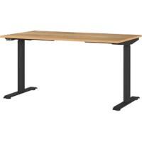 GERMANIA GW-Mailand Höhenverstellbar Sitz-Stehschreibtisch Eiche T-Fuß 1.400 (B) x 800 (T) x 1.200 (H) mm Metall, Spanplatte