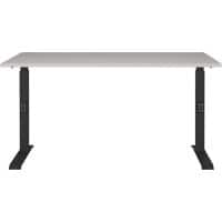 GERMANIA GW-Mailand Höhenverstellbar Sitz-Stehschreibtisch Eiche T-Fuß 1.800 (B) x 800 (T) x 1.200 (H) mm Metall, Spanplatte