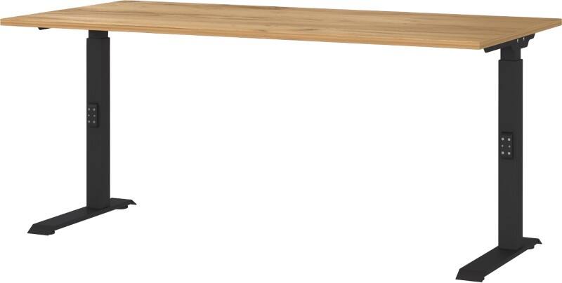 GERMANIA GW-Mailand Höhenverstellbar Schreibtisch Eiche C-Fuß 1.600 (B) x 800 (T) x 910 (H) mm Metall, Spanplatte