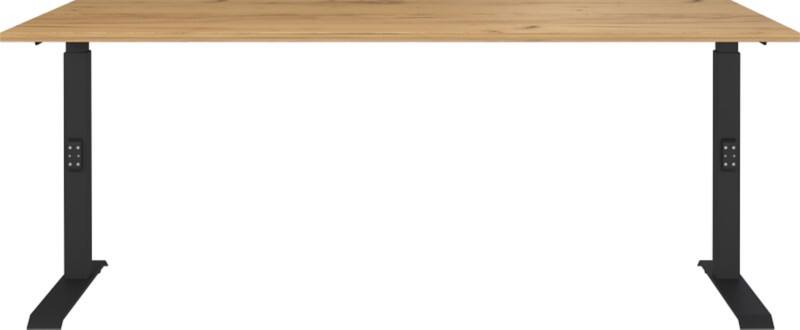 GERMANIA GW-Mailand Höhenverstellbar Schreibtisch Eiche C-Fuß 1.800 (B) x 800 (T) x 910 (H) mm Metall, Spanplatte