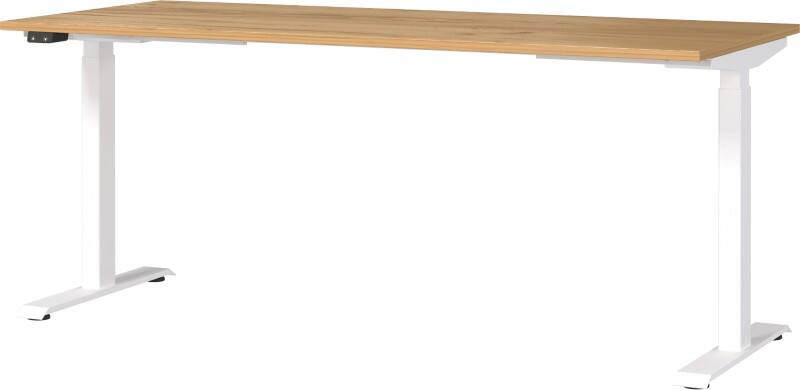 GERMANIA GW-Mailand Höhenverstellbar Sitz-Stehschreibtisch Eiche T-Fuß 1.800 (B) x 800 (T) x 1.200 (H) mm Metall, Spanplatte