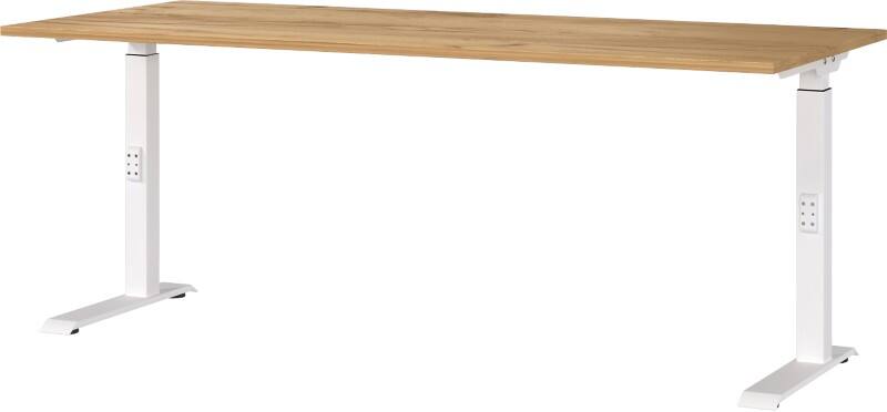 GERMANIA GW-Mailand Höhenverstellbar Schreibtisch Eiche C-Fuß 1.800 (B) x 800 (T) x 910 (H) mm Metall, Spanplatte