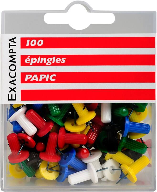 Exacompta Papic Reißnägel PS (Polystyrol) 10 mm Mehrfarbig 100 Stück