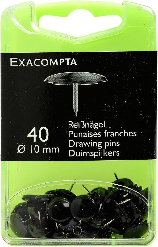 Exacompta Reißnägel PS (Polystyrol) 10 mm Schwarz 40 Stück