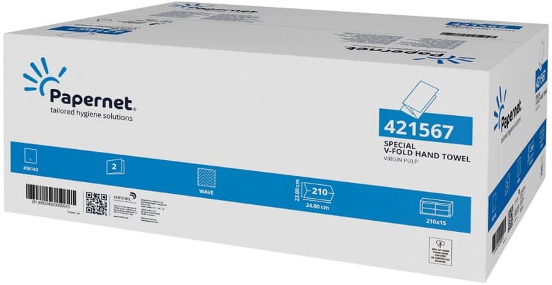 Papernet Special Papierhandtücher V-falz (zick-zack) Weiß 2-lagig 421567 15 Stück à 210 Blatt
