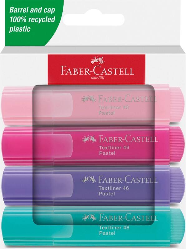 Faber-Castell Textliner 46 Textmarker Farbig sortiert  Mittel Keilspitze 1 - 5 mm 4 Stück