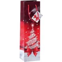 Sigel Flaschenbeutel Weihnachten Glitzernder Baum Rot, weiß 8 x 10 x 35 cm