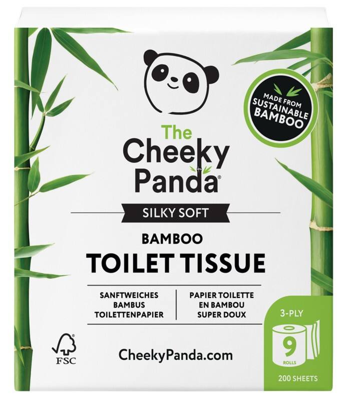 The Cheeky Panda Toilettenpapier 3 lagig 9 Rollen á 200 Blatt