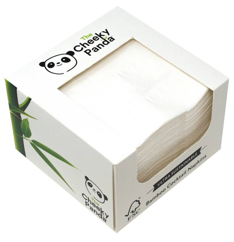 The Cheeky Panda Cocktail Servietten 2-lagig Bambus Weiß 25 x 25 cm 100 Stück