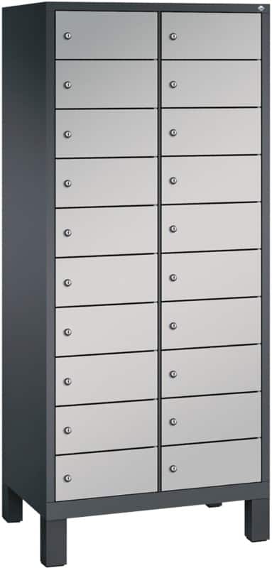 C+P S 3000 Evolo Metall Schließfach 20 Türen Zylinderschloss 810 x 500 x 1.850 mm Schwarz 48010-2210 S10034