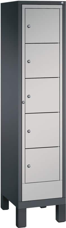 C+P S 3000 Evolo Metall Schließfach 6 Türen Zylinderschloss 420 x 500 x 1.850 mm Schwarz 48060-105 S10070