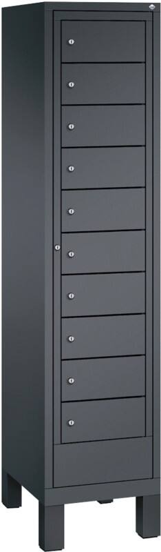 C+P S 3000 Evolo Metall Schließfach 11 Türen Zylinderschloss 420 x 500 x 1.850 mm Schwarz 48060-110 S10008