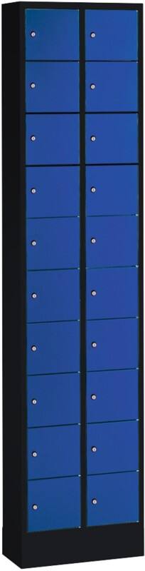 C+P Serie 8070 Evolo Metall Schließfach 20 Türen Zylinderschloss 460 x 200 x 1.950 mm Schwarz 80700-203 S10082