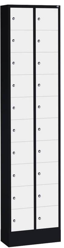 C+P Serie 8070 Evolo Metall Schließfach 20 Türen Zylinderschloss 460 x 200 x 1.950 mm Schwarz 80700-203 S10083