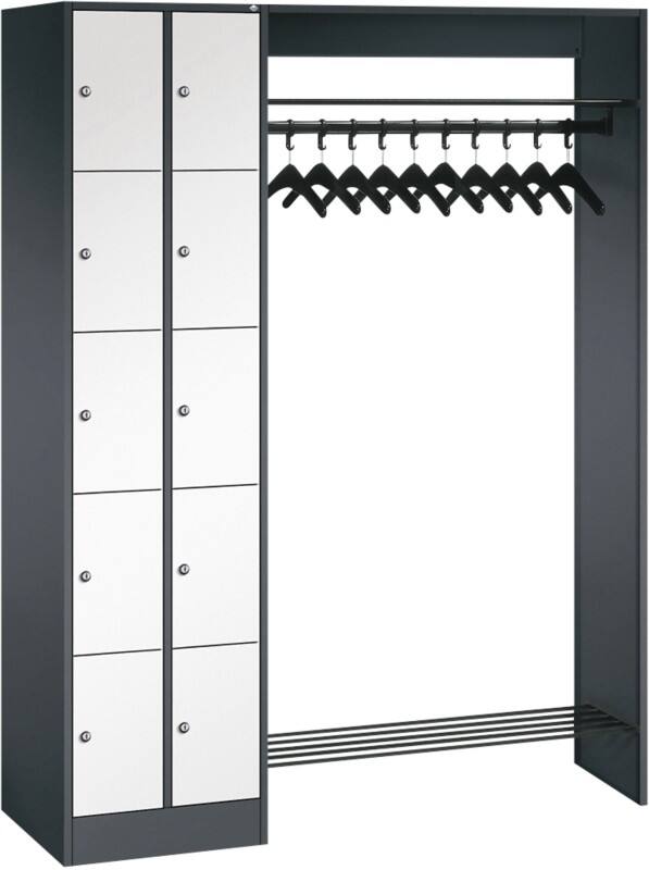 C+P Serie 8070 Metall Schließfach 10 Türen Zylinderschloss 1.410 x 480 x 1.950 mm Schwarz  
