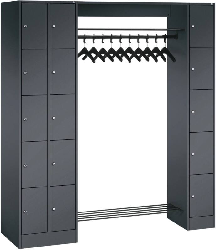 C+P Serie 8070 Metall Schließfach 15 Türen Zylinderschloss 2.100 x 480 x 1.950 mm Schwarz  