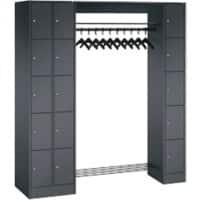 C+P Serie 8070 Metall Schließfach 15 Türen Zylinderschloss 2.100 x 480 x 1.950 mm Schwarz  