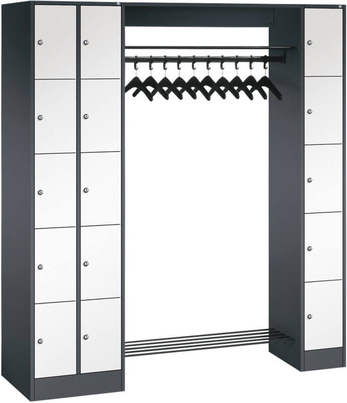 C+P Serie 8070 Metall Schließfach 15 Türen Zylinderschloss 2.100 x 480 x 1.950 mm Schwarz  