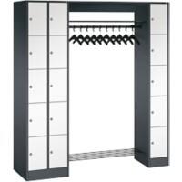 C+P Serie 8070 Metall Schließfach 15 Türen Zylinderschloss 2.100 x 480 x 1.950 mm Schwarz  