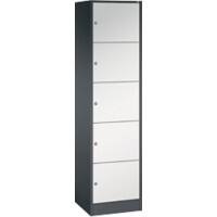 C+P Serie 8070 Evolo Metall Schließfach 5 Türen Zylinderschloss 460 x 480 x 1.950 mm Schwarz 82700-10 S10030