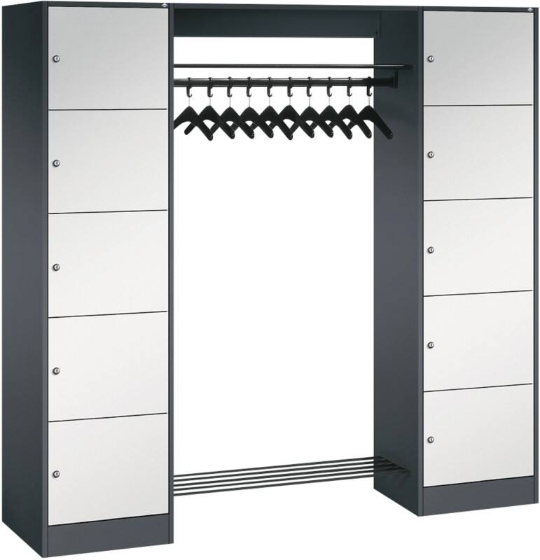 C+P Serie 8070 Metall Schließfach 10 Türen Zylinderschloss 1.870 x 480 x 1.950 mm Schwarz  