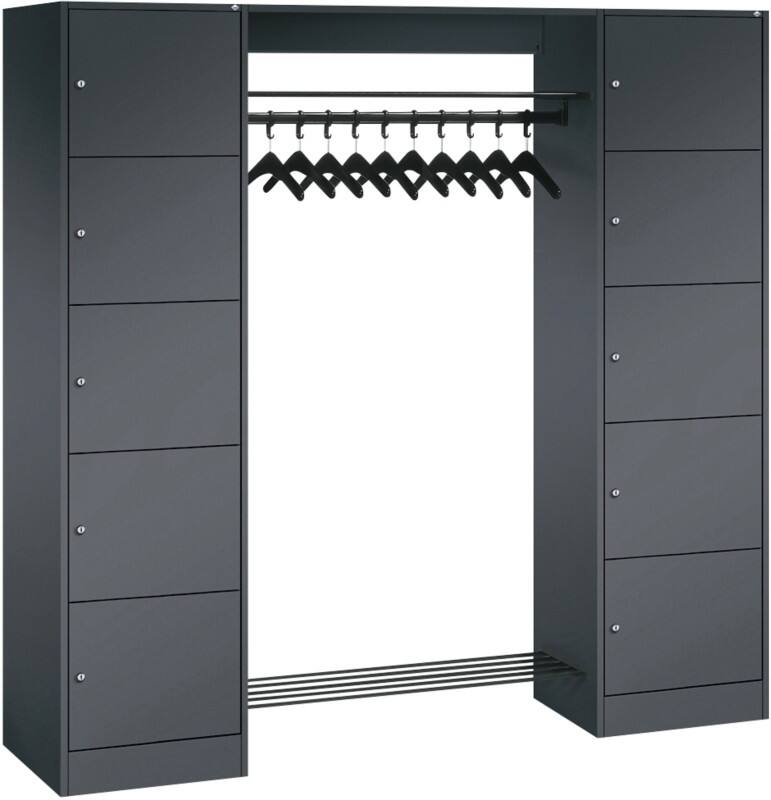 C+P Serie 8070 Metall Schließfach 10 Türen Zylinderschloss 1.870 x 480 x 1.950 mm Schwarz  