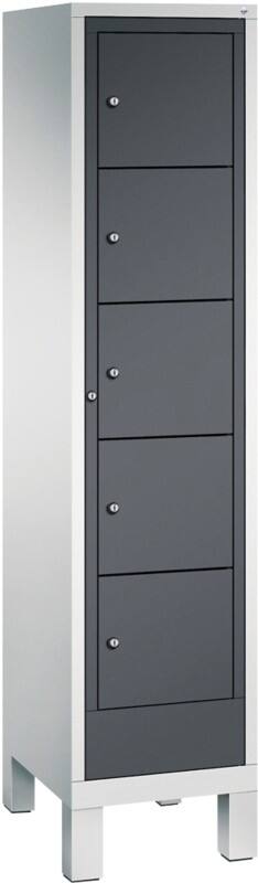 C+P S 3000 Evolo Metall Schließfach 6 Türen Zylinderschloss 420 x 500 x 1.850 mm Lichtgrau 48060-105 S10065