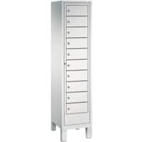 C+P S 3000 Evolo Metall Schließfach 11 Türen Zylinderschloss 420 x 500 x 1.850 mm Lichtgrau 48060-110 S10001